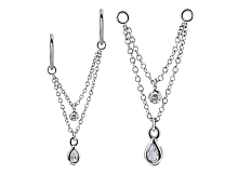 Подвеска из стали с цепочками и кристаллами